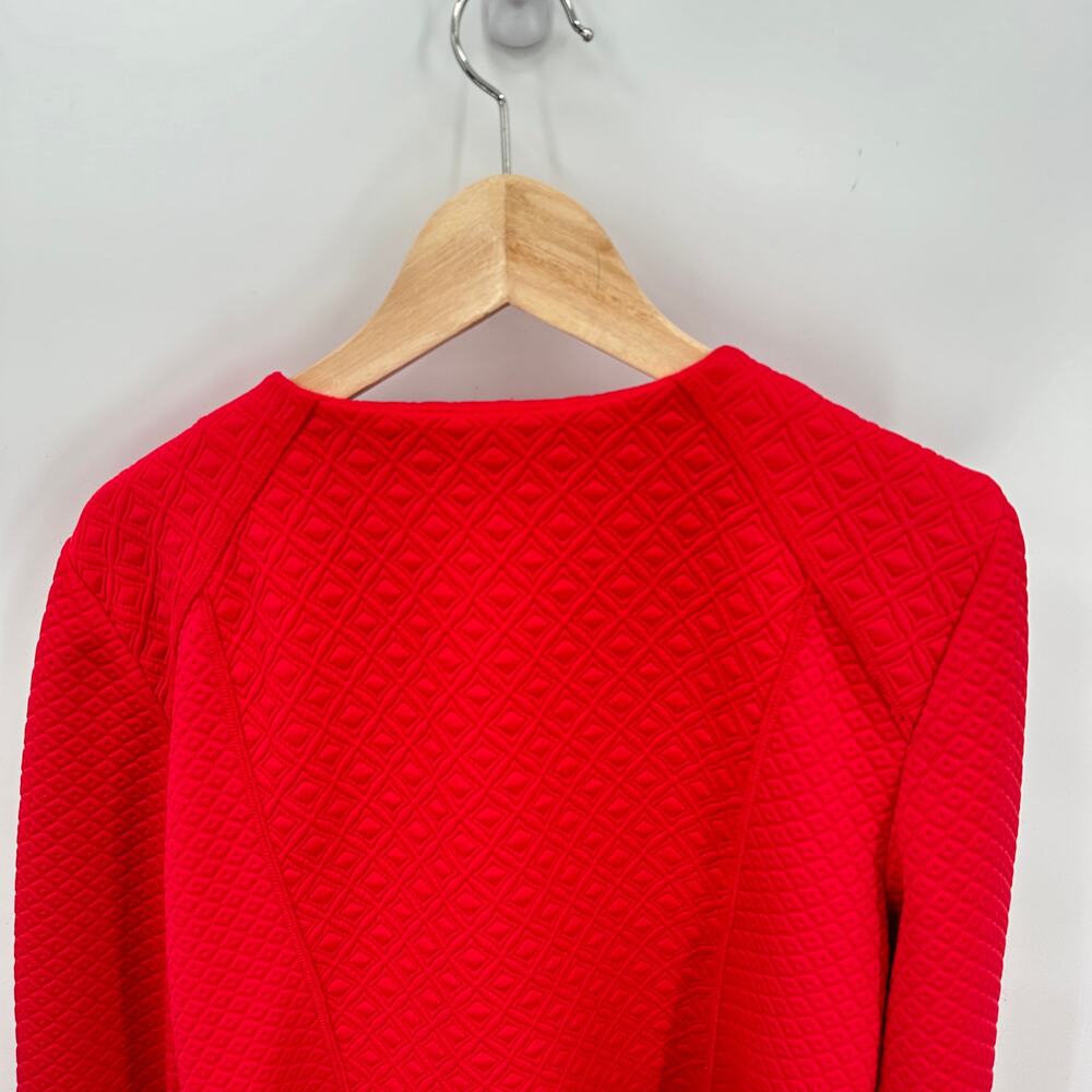 CHICO'S Red Quitled Textured Snap Closure Knit Jacket Blazer // L - Picture 11 of 13